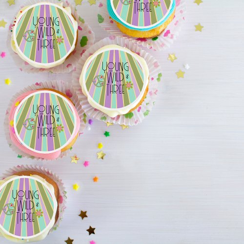 Young Wild  Three  B_Day Frosted Round  Cools Edible Frosting Rounds