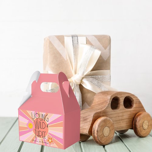 Young Wild  Three  Birthday Favor Box  Pink