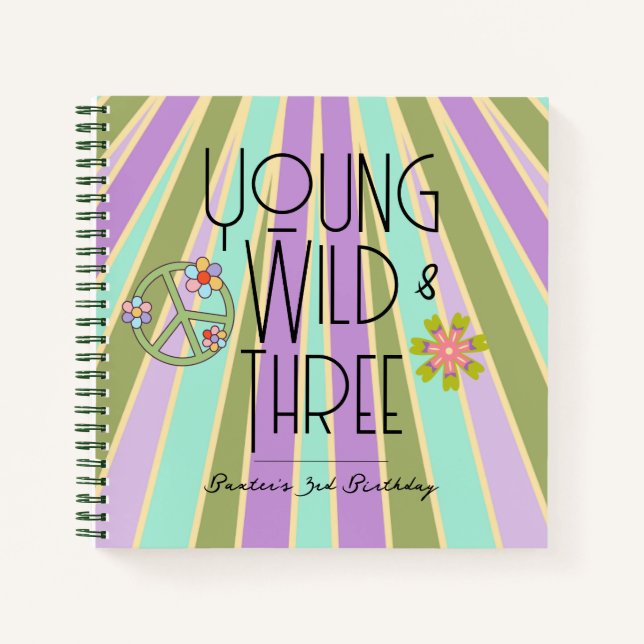Young, Wild & Three | Birthday Guest Book | Cools (Front)