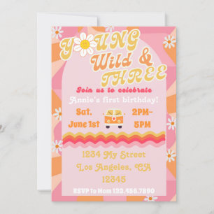 Young, Wild, & THREE Birthday Invitation