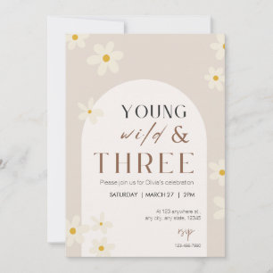 Young Wild & Three Birthday Invitation