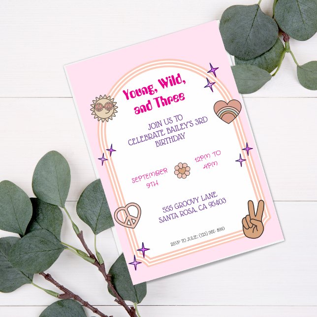 Young, Wild, & Three Birthday Invitation (Creator Uploaded)
