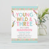 Young Wild & Three Birthday Invitation Wild Party (Standing Front)