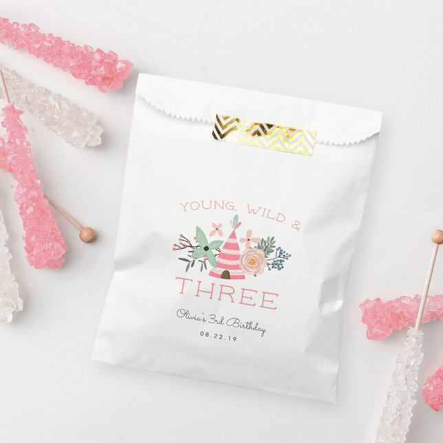 Young, Wild & Three Birthday Party Favor Bag (Creator Uploaded)