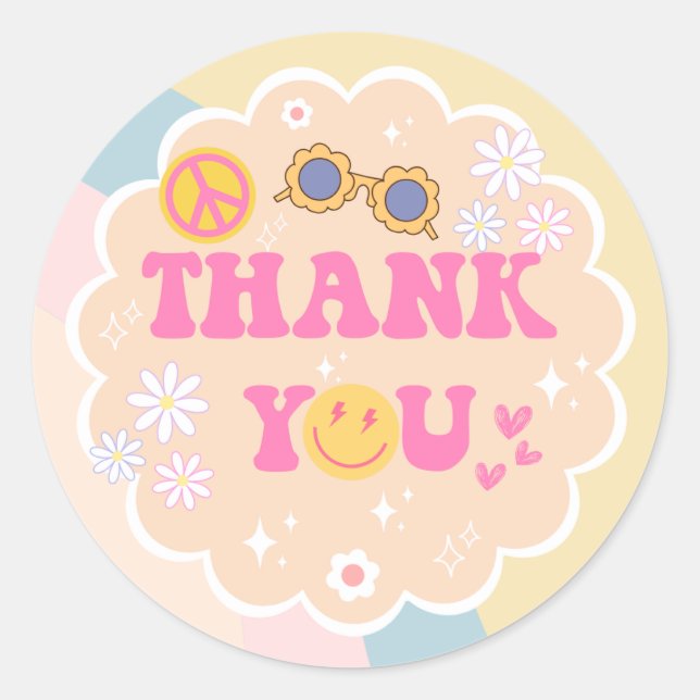 Young, Wild & Three Birthday Thank You Sticker (Front)