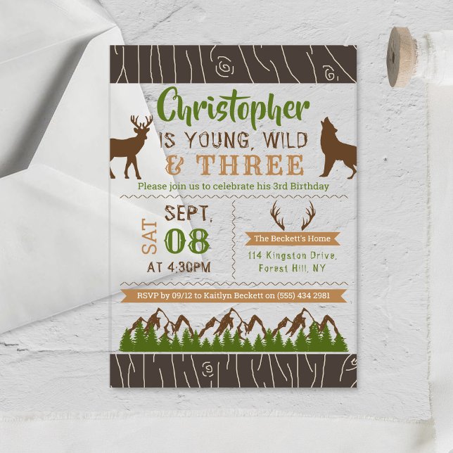 Young Wild & Three Boys Third Birthday Acrylic Invitations (Creator Uploaded)