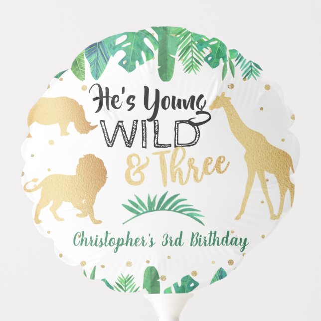 Young Wild & Three Boys Third Birthday Balloon (Front)