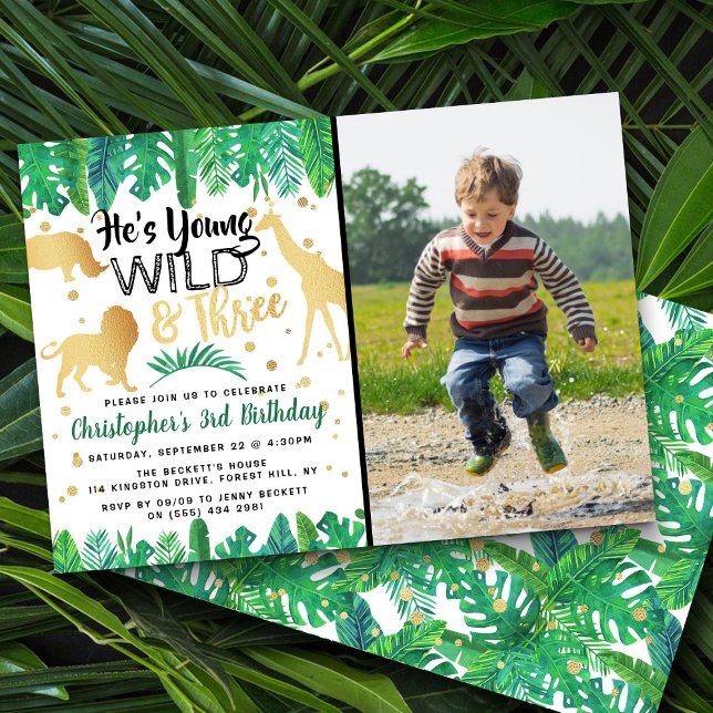Young Wild & Three Boys Third Birthday Invitations (Creator Uploaded)