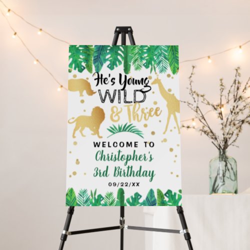 Young Wild  Three Boys Third Birthday Welcome Foam Board