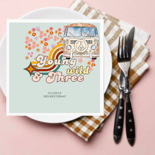 Young wild & three daisy floral van 2nd birthday napkins