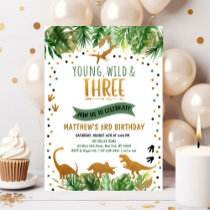 Young Wild & Three Dinosaur Birthday Invitation