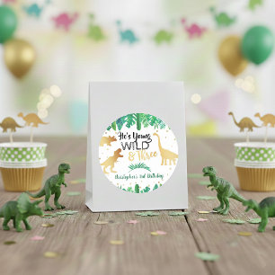 Young Wild & Three Dinosaur Boys Third Birthday Classic Round Sticker