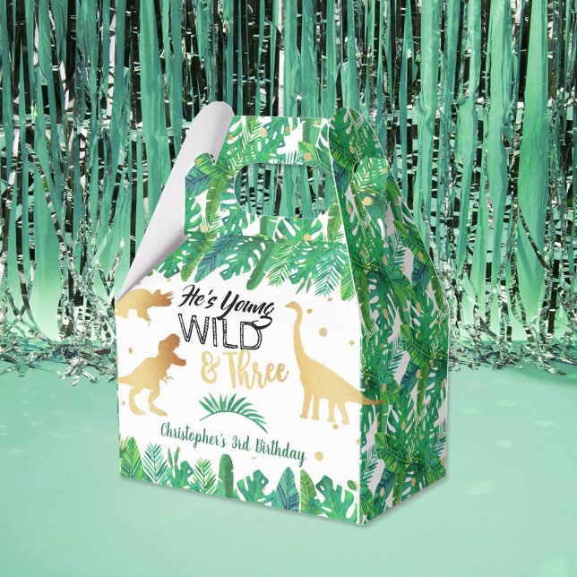 Young Wild & Three Dinosaur Boys Third Birthday Favor Boxes (Creator Uploaded)