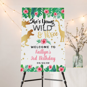 Young Wild & Three Dinosaur Girls 3rd Birthday Foam Board
