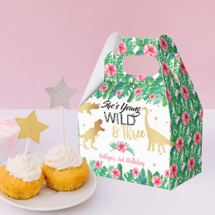 Young Wild & Three Dinosaur Girls Third Birthday Favor Boxes