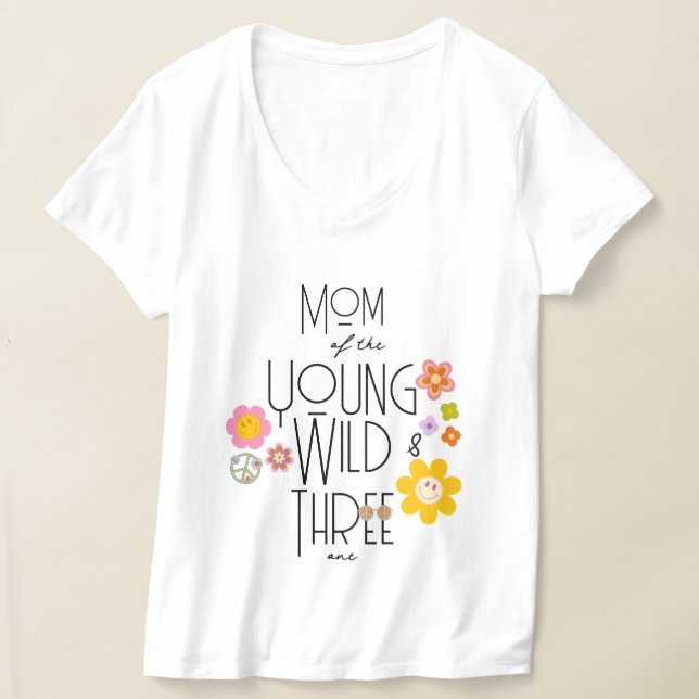 Young, Wild & Three | Girl B-Day T-Shirt | Smile (Laydown)