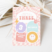 Young Wild And Three Hippie 3rd Birthday Party Invitation