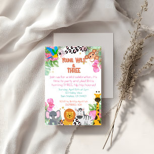 Young, Wild, & Three Girls Birthday Invitation