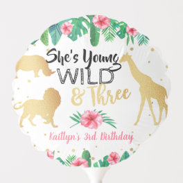 Young Wild & Three Girls Third Birthday Balloon