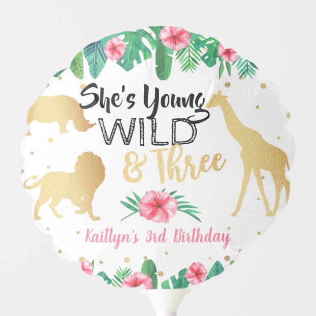 Young Wild & Three Girls Third Birthday Balloon (Front)