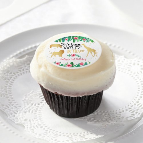Young Wild  Three Girls Third Birthday Edible Frosting Rounds