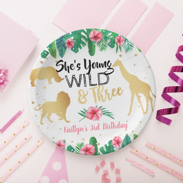 Young Wild & Three Girls Third Birthday Paper Plates (Creator Uploaded)