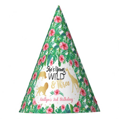 Young Wild  Three Girls Third Birthday Party Hat