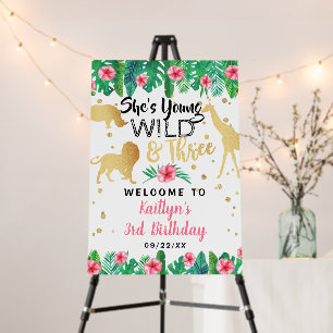 Young Wild & Three Girls Third Birthday Welcome Foam Board