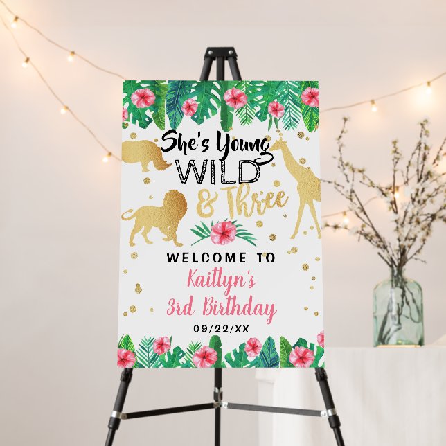 Young Wild & Three Girls Third Birthday Welcome Foam Board (In Situ (Stand))