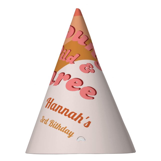 Young wild & Three Groovy daisy 3rd Birthday Party Party Hat (Right)