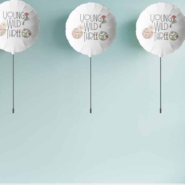 Young, Wild & Three | Kid Birthday Balloon | Boho (Creator Uploaded)