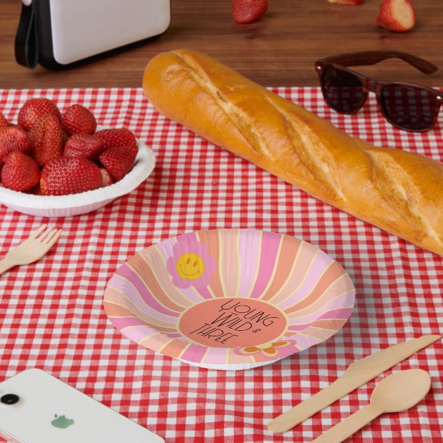 Young, Wild & Three | Kid Birthday Bowls | Pink (Picnic)