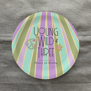 Young, Wild & Three   Kid Birthday Plates   Cools