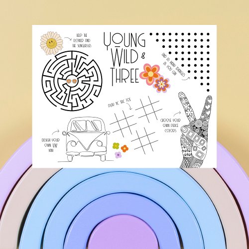 Young Wild  Three  Kids Activity Placemat  1