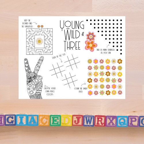 Young Wild  Three  Kids Activity Placemat  3