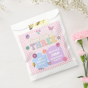 Young Wild & Three Preppy Patch 3rd Birthday Party Favor Bag