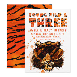 Young, Wild & Three | Punk Tiger Invitation