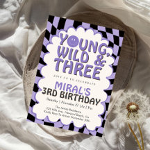 Young Wild & Three Purple Retro Girl 3rd Birthday