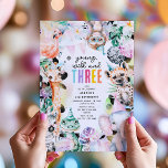 Young Wild & Three Safari Animals 3rd Birthday Invitation<br><div class="desc">Birthdays are meant to be wild,  and there's no better way to kickstart the festivities than with this 'Young,  Wild and THREE' birthday invitation. Vibrant watercolor safari animals,  a modern and customizable template,  and a fun flipside rainbow leopard print backing make this invite an absolute roar!</div>