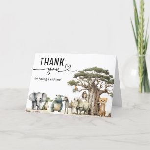Young Wild Three Safari Birthday Thank You Card