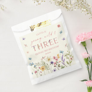 Young Wild & Three Wildflower 3rd Birthday Party Favor Bag