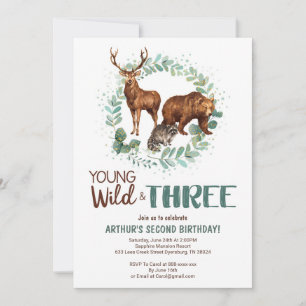 Young Wild Woodland Birthday Invitation Boys