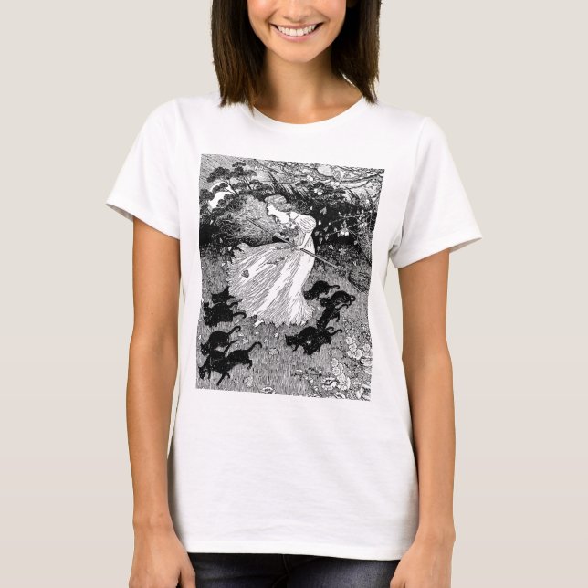 Young witch and black cats T-Shirt (Front)
