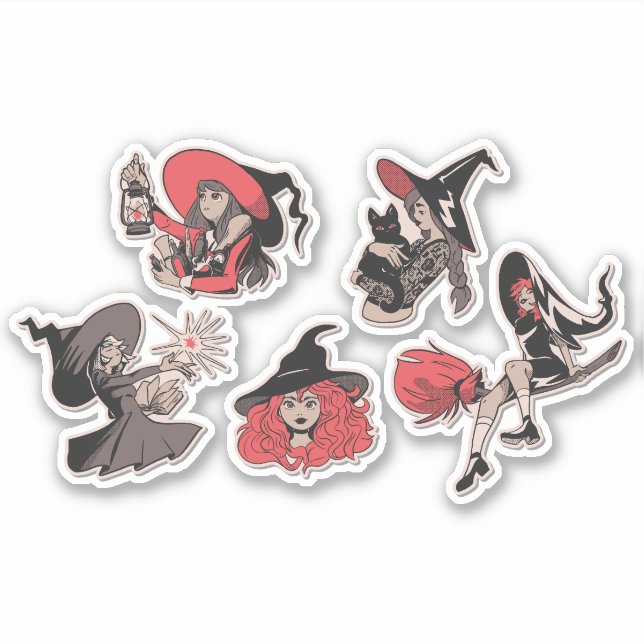 YOUNG WITCHES CHARACTERS STICKERS SET (Front)