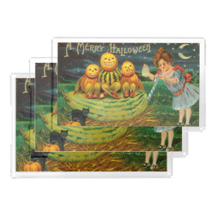 Young Witch's Brew: Pumpkin Men on Magick Altar Acrylic Tray