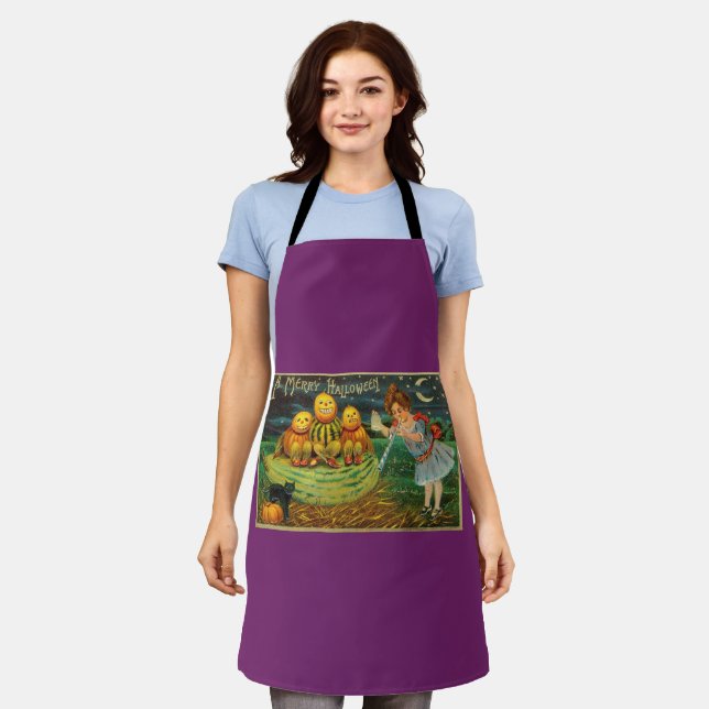 Young Witch's Brew: Pumpkin Men on Magick Altar Apron (Worn)