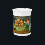 Young Witch's Brew: Pumpkin Men on Magick Altar Beverage Pitcher<br><div class="desc">The Witch's Brew - In a quaint little village, nestled amidst rolling hills and verdant fields, lived a young girl named Anya. Anya was a curious child, with a penchant for the unusual and a love for the macabre. Her favorite time of year was Halloween, when the veil between the...</div>