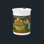Young Witch's Brew: Pumpkin Men on Magick Altar Beverage Pitcher<br><div class="desc">The Witch's Brew - In a quaint little village, nestled amidst rolling hills and verdant fields, lived a young girl named Anya. Anya was a curious child, with a penchant for the unusual and a love for the macabre. Her favorite time of year was Halloween, when the veil between the...</div>