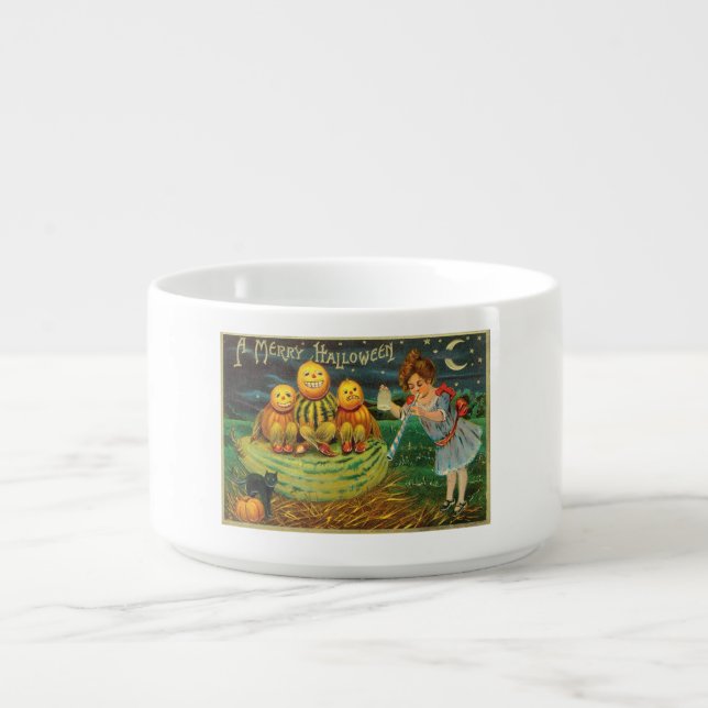 Young Witch's Brew: Pumpkin Men on Magick Altar Bowl (Center)