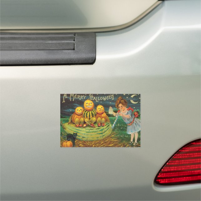 Young Witch's Brew: Pumpkin Men on Magick Altar Car Magnet (In Situ)